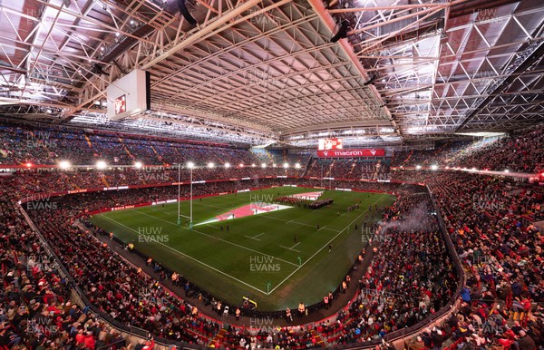 221125 - Wales v New Zealand, Quilter Nations Series - A general view of the Principality Stadium during the pre-match lightshow