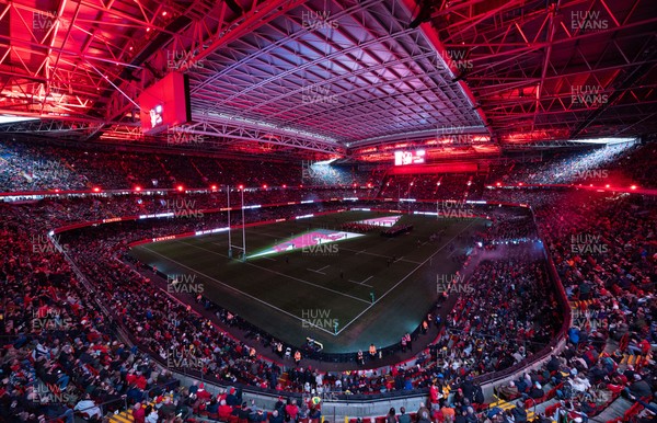 221125 - Wales v New Zealand, Quilter Nations Series - A general view of the Principality Stadium during the pre-match lightshow