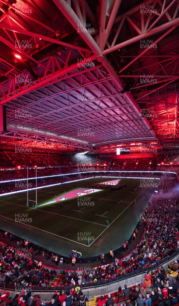 221125 - Wales v New Zealand, Quilter Nations Series - A general view of the Principality Stadium during the pre-match lightshow