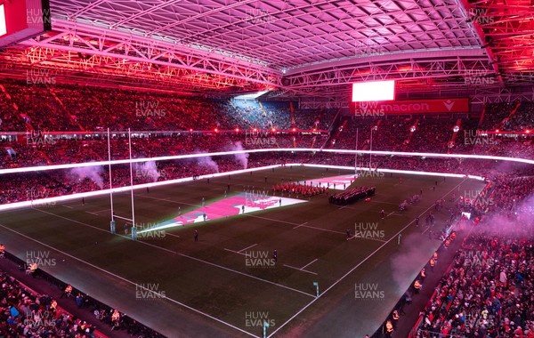 221125 - Wales v New Zealand, Quilter Nations Series - A general view of the Principality Stadium during the pre-match lightshow