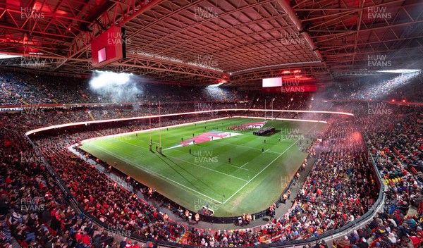 221125 - Wales v New Zealand, Quilter Nations Series - A general view of the Principality Stadium during the pre-match lightshow