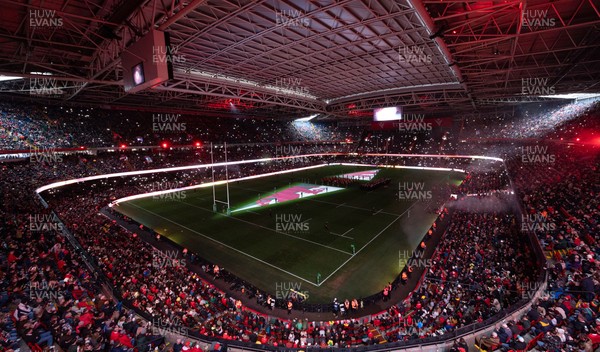 221125 - Wales v New Zealand, Quilter Nations Series - A general view of the Principality Stadium during the pre-match lightshow