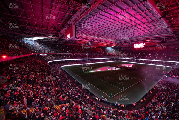 221125 - Wales v New Zealand, Quilter Nations Series - A general view of the Principality Stadium during the pre-match lightshow