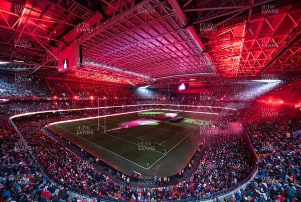 221125 - Wales v New Zealand, Quilter Nations Series - A general view of the Principality Stadium during the pre-match lightshow