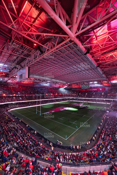 221125 - Wales v New Zealand, Quilter Nations Series - A general view of the Principality Stadium during the pre-match lightshow