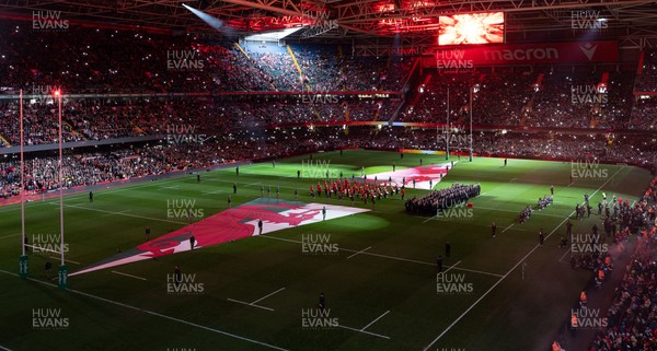 221125 - Wales v New Zealand, Quilter Nations Series - A general view of the Principality Stadium during the pre-match lightshow