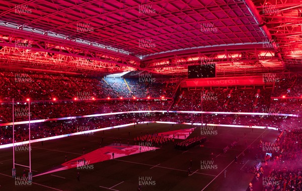 221125 - Wales v New Zealand, Quilter Nations Series - A general view of the Principality Stadium during the pre-match lightshow