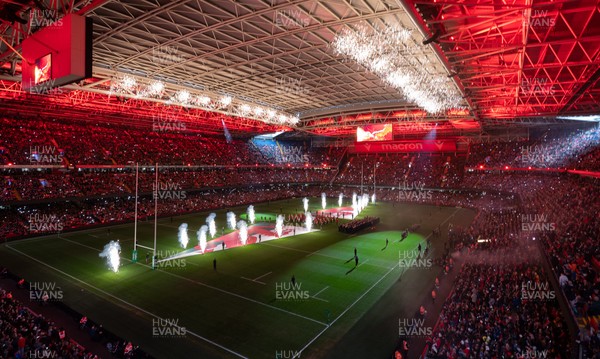 221125 - Wales v New Zealand, Quilter Nations Series - A general view of the Principality Stadium during the pre-match lightshow