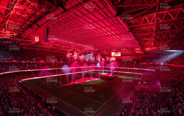 221125 - Wales v New Zealand, Quilter Nations Series - A general view of the Principality Stadium during the pre-match lightshow