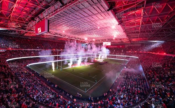 221125 - Wales v New Zealand, Quilter Nations Series - A general view of the Principality Stadium during the pre-match lightshow