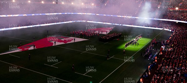 221125 - Wales v New Zealand, Quilter Nations Series - A general view of the Principality Stadium during the anthems