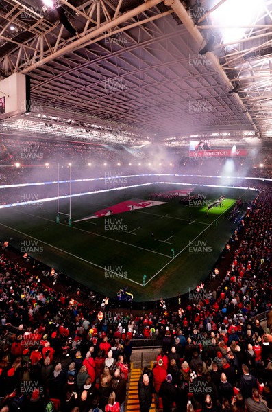 221125 - Wales v New Zealand, Quilter Nations Series - A general view of the Principality Stadium during the anthems