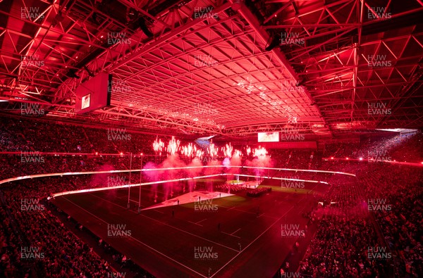 221125 - Wales v New Zealand, Quilter Nations Series - A general view of the Principality Stadium during the pre match lightshow