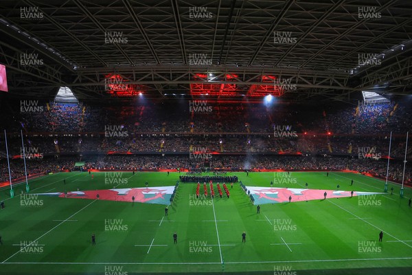 221125 - Wales v New Zealand - Quilter Nations Series - General view inside the stadium of the pre match light show