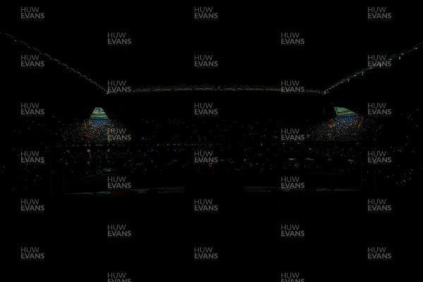221125 - Wales v New Zealand - Quilter Nations Series - General view inside the stadium of the pre match light show