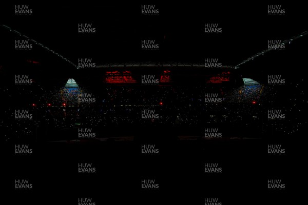 221125 - Wales v New Zealand - Quilter Nations Series - General view inside the stadium of the pre match light show
