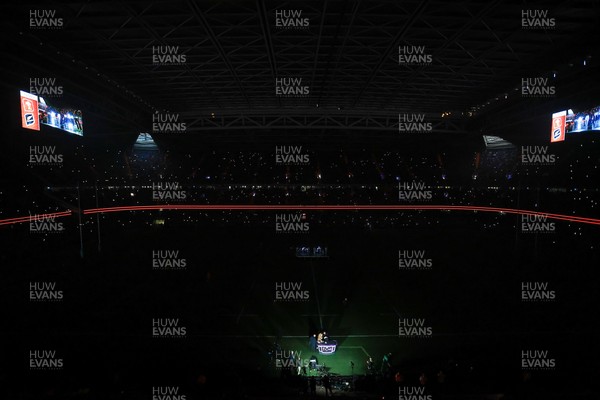 221125 - Wales v New Zealand - Quilter Nations Series - General view inside the stadium of the pre match light show