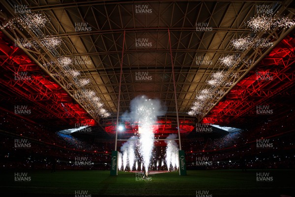221125 - Wales v New Zealand - Quilter Nations Series - Pre-match fireworks, pyrotechnics and light show