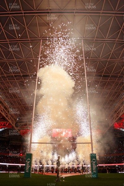 221125 - Wales v New Zealand - Quilter Nations Series - Pre-match fireworks, pyrotechnics and light show