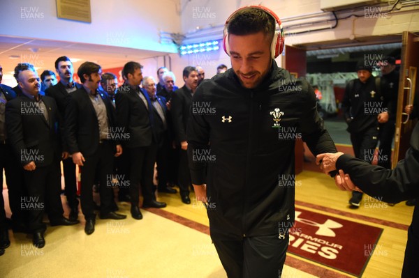 251117 - Wales v New Zealand - Under Armour Series - Rhys Webb arrive to a male voice choir