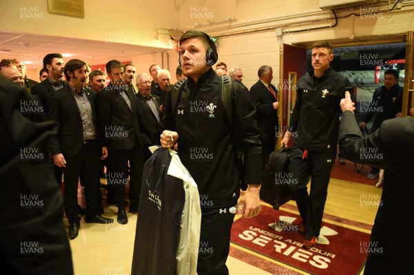 251117 - Wales v New Zealand - Under Armour Series - Steff Evans arrive to a male voice choir
