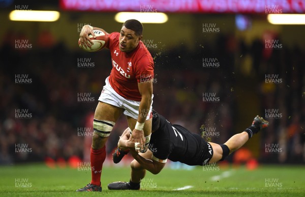 251117 - Wales v New Zealand - Under Armour Series - Taulupe Faletau of Wales is tackled by Anton Lienert-Brown of New Zealand