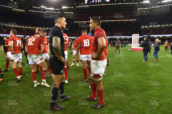 251117 - Wales v New Zealand - Under Armour Series - Sonny Bill Williams of New Zealand and Taulupe Faletau of Wales at the end of the game