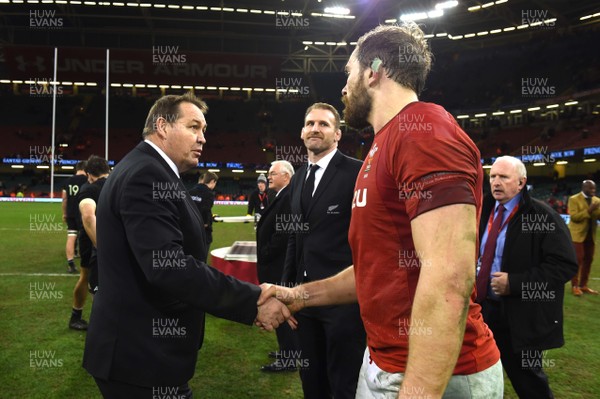 251117 - Wales v New Zealand - Under Armour Series - Steve Hansen with Alun Wyn Jones of Wales at the end of the game