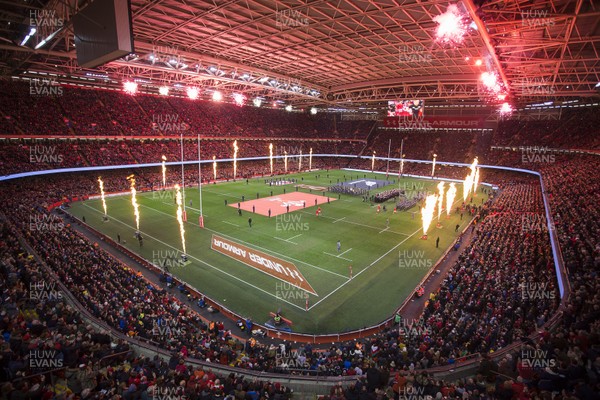 251117 - Wales v New Zealand - Under Armour Series 2017 - General View of fireworks at the Principality Stadium