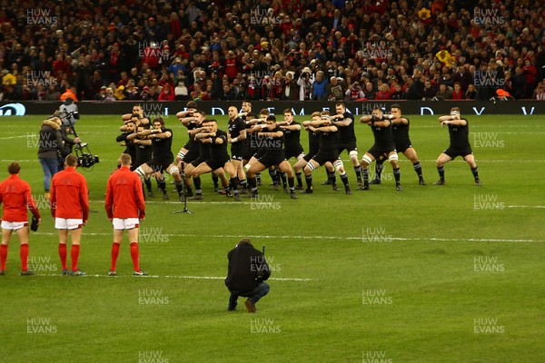 251117 Wales v New Zealand - Under Armour 2017 Series -  Players of New Zealand perform the Haka