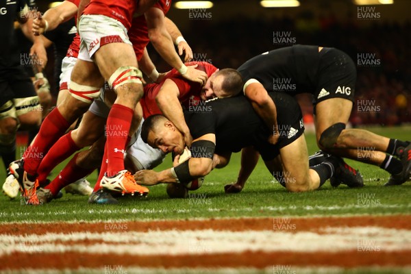 251117 Wales v New Zealand - Under Armour 2017 Series -  Sonny Bill Williams of New Zealand is stopped short of the try line