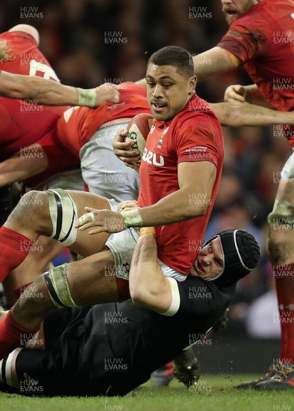 251117 - Wales v New Zealand, Under Armour 2017 Series - Taulupe Faletau of Wales is tackled by Matt Todd of New Zealand