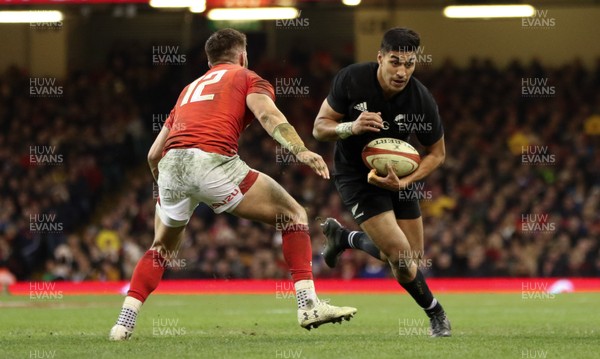 251117 - Wales v New Zealand, Under Armour 2017 Series - Rieko Ioane of New Zealand is tackled by Owen Williams of Wales