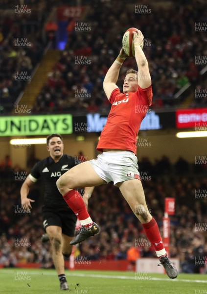 251117 - Wales v New Zealand, Under Armour 2017 Series - Hallam Amos of Wales collects the high ball