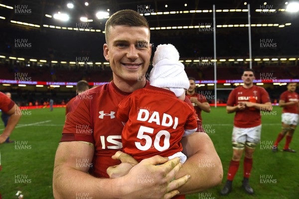 251117 - Wales v New Zealand - Under Armour Series - Scott Williams of Wales with son Seb after the game