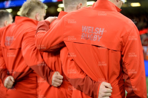 251117 - Wales v New Zealand - Under Armour Series - Wales players during the anthems
