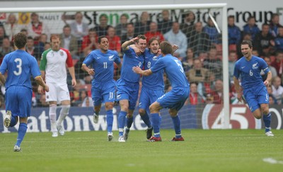 26.05.07 - Wales v New Zealand, Nationwide International Friendly Match, Wrexham New Zealand celebrate their first goal in the opening minutes of the match 