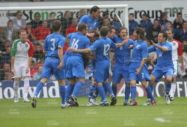 26.05.07 - Wales v New Zealand, Nationwide International Friendly Match, Wrexham New Zealand celebrate their first goal in the opening minutes of the match 