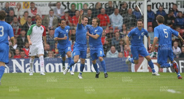 26.05.07 - Wales v New Zealand, Nationwide International Friendly Match, Wrexham New Zealand celebrate their first goal in the opening minutes of the match 