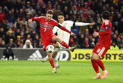 181125 - Wales v North Macedonia, FIFA World Cup European Qualifiers - David Brooks of Wales scores a goal