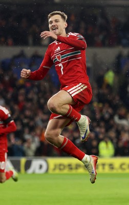 181125 - Wales v North Macedonia, FIFA World Cup European Qualifiers - David Brooks of Wales celebrates scoring a goal