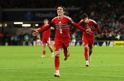 181125 - Wales v North Macedonia, FIFA World Cup European Qualifiers - Harry Wilson of Wales celebrates scoring his sides fifth goal
