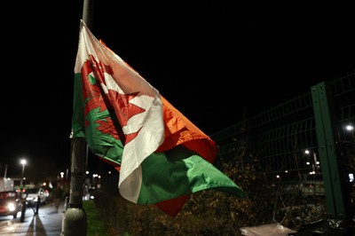181125 - Wales v North Macedonia, FIFA World Cup European Qualifiers - Wales flag outside the ground