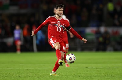 181125 - Wales v North Macedonia, FIFA World Cup European Qualifiers - Liam Cullen of Wales 