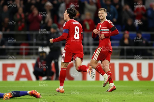181125 - Wales v North Macedonia, FIFA World Cup European Qualifiers - Harry Wilson of Wales celebrates scoring a goal