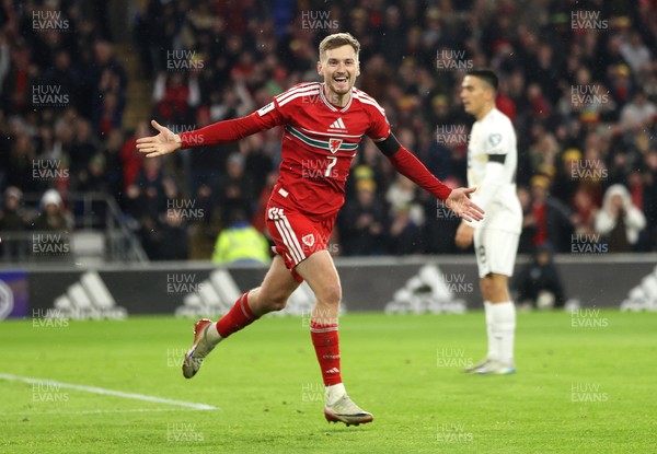 181125 - Wales v North Macedonia, FIFA World Cup European Qualifiers - David Brooks of Wales celebrates scoring a goal