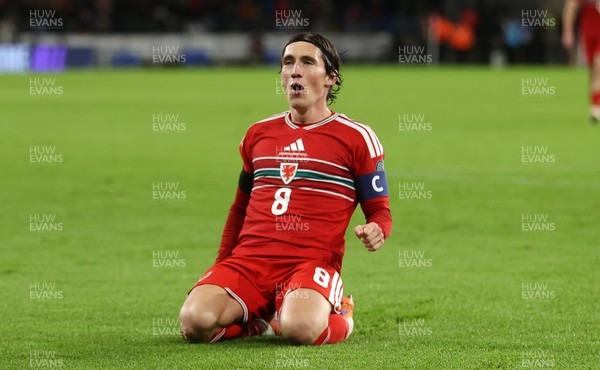 181125 - Wales v North Macedonia, FIFA World Cup European Qualifiers - Harry Wilson of Wales celebrates scoring his sides fifth goal