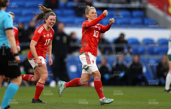060423 - Wales v Northern Ireland - Women�s International Friendly - Jess Fishlock of Wales celebrates scoring a goal