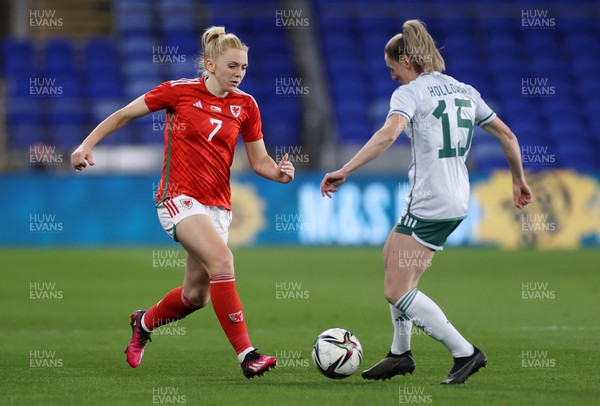 060423 - Wales v Northern Ireland - Women�s International Friendly - Ceri Holland of Wales is challenged by Rebecca Holloway of Northern Ireland 