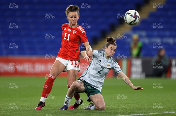 060423 - Wales v Northern Ireland - Women�s International Friendly - Hannah Cain of Wales is challenged by Rebecca McKenna of Northern Ireland 